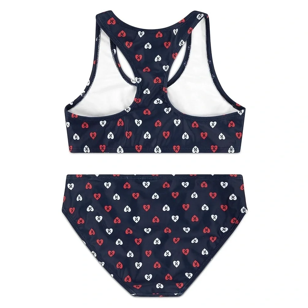 NWT Hurley Girl's Two-Piece Racerback Bikini Swim Set in Midnight Navy Sz 6